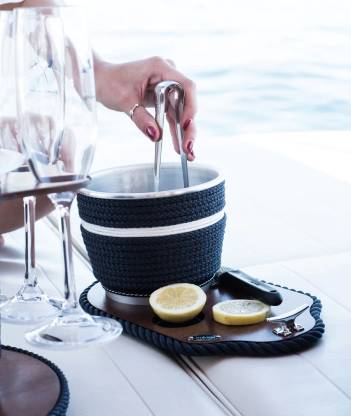 Ice Bucket with Knife and Ice Tongs