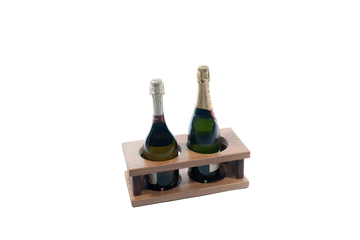 Wooden base blocks bottles