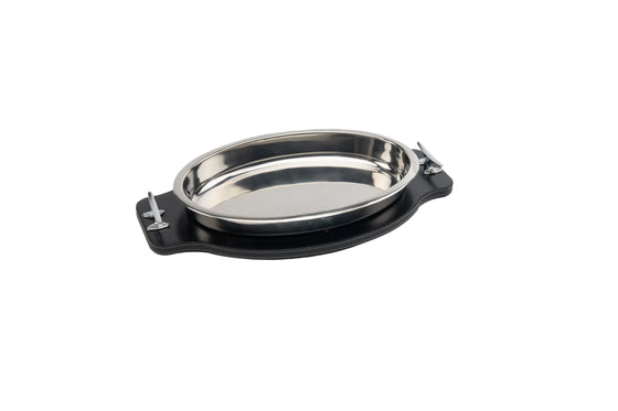 Oval serving tray Wood/Steel - large