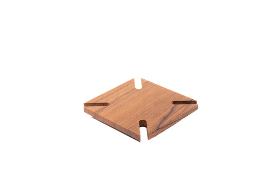 Teak flute/glass holder base acc.