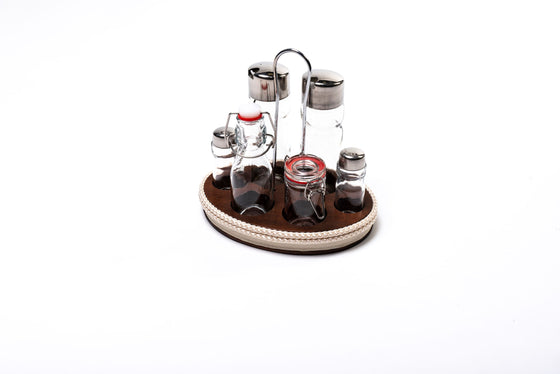 Seven Piece Condiment Holder