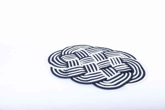 Oval Rope Placemat in Navy Blue and White