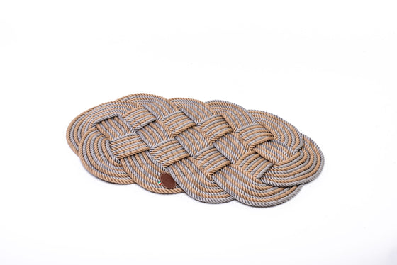 Large Oval Rope Placemat in Beige and White