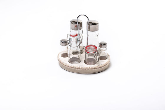 Seven Piece Condiment Holder